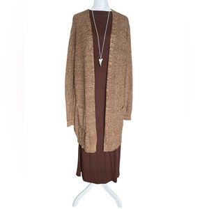 Love Ellie Cardigan Sweater Long Brown Two Pocket Stitch Fix Size M